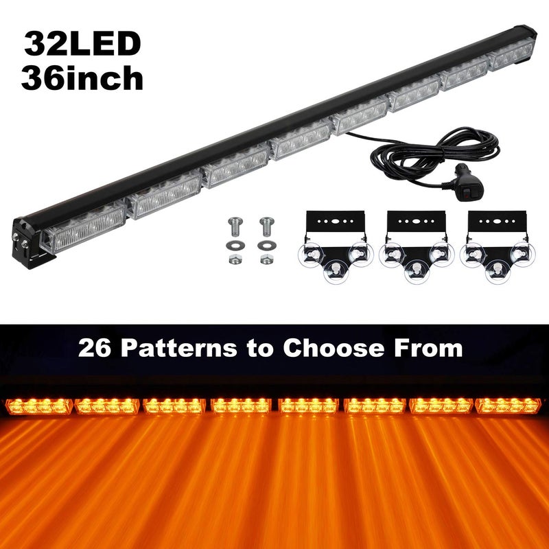 ASPL 36" 32LED Traffic Advisor Light Bar Warning Emergency Strobe Light Bar Directional Flashing Emergency Caution Lighting Led Safety Lights with 16 ft Straight Cord (Amber) - Image 2
